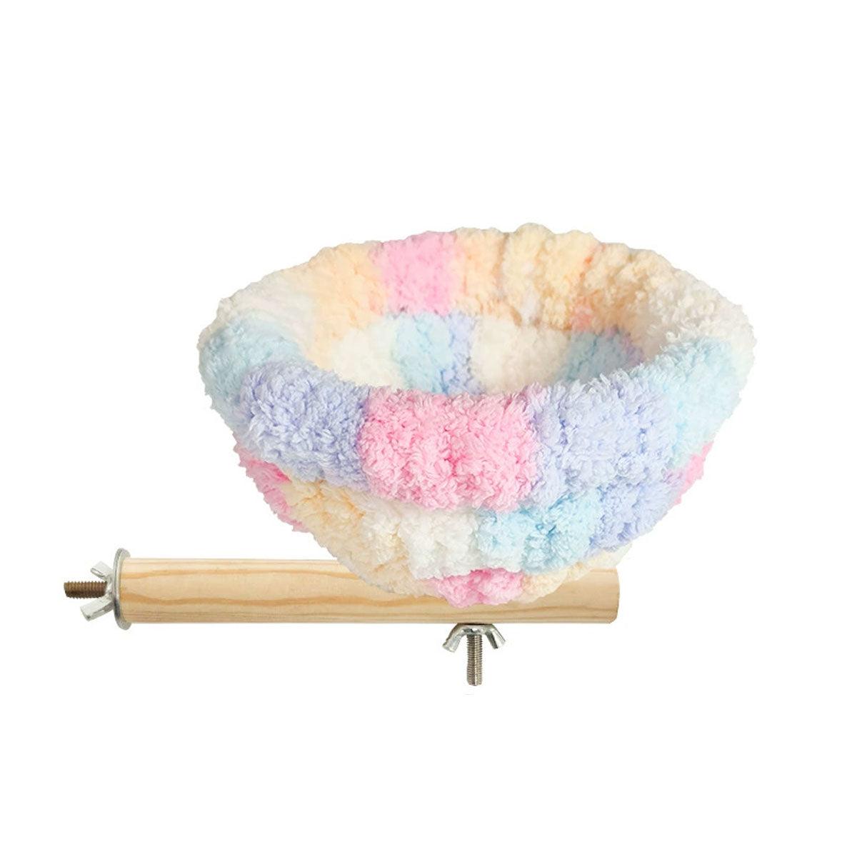 Parrot Winter Warm Nest Fluffy Cotton Hanging Bed Colourful Bird Cage House - Pink