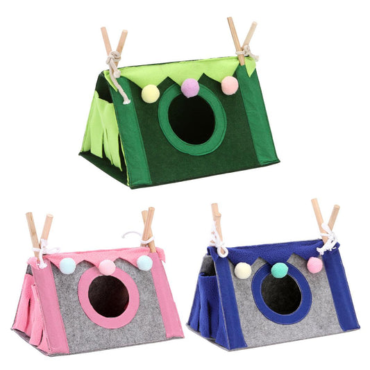 Hamster Tent Small Pet Hideout Pig Possum House Cool Triangle Nest Shelter - Blue