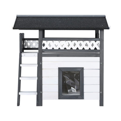 i.Pet Outdoor Cat House Shelter 77cm x 50cm x 73cm Rabbit Hutch Wooden Condo Small Outdoor Cat House
