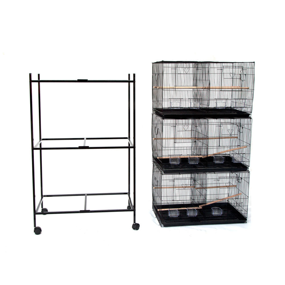 Samland Set of 3 Breeding Bird Cage with Center Dividor with Stand