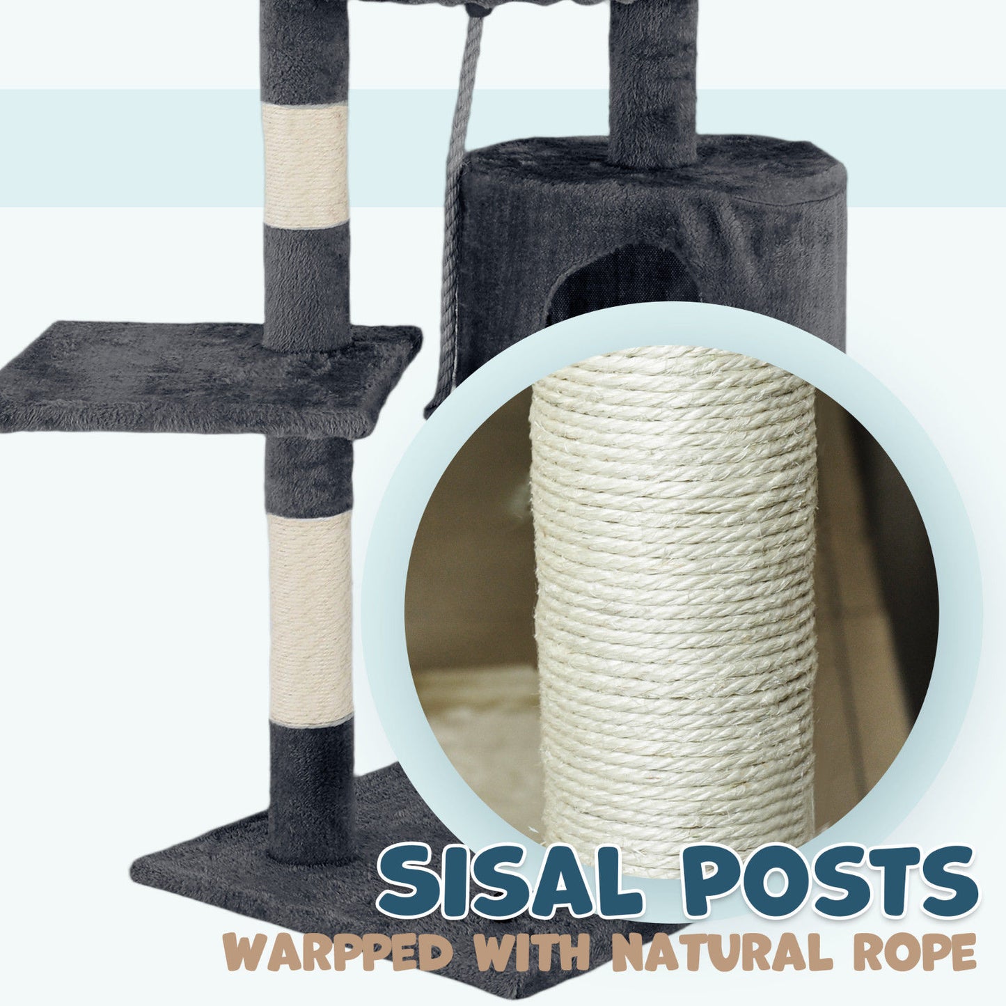 Cat Tower Tree Scratching Post Dark Grey Condo 112cm