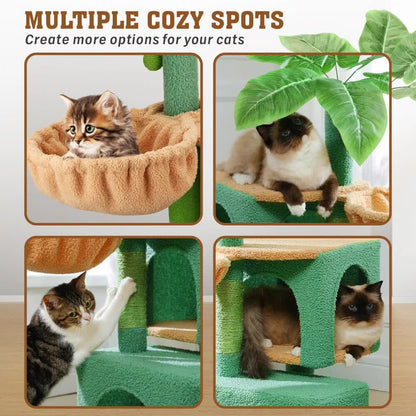 VaKa 1.1M Cat Tree Scratching Post Palm Tree Cat Post Dangling Balls Cat Toy