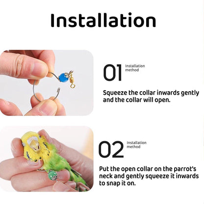 Parrot Neck Collar Stainless Steel Bird Chain Training Adjustable Bird Leash - M-Diameter 1.9cm