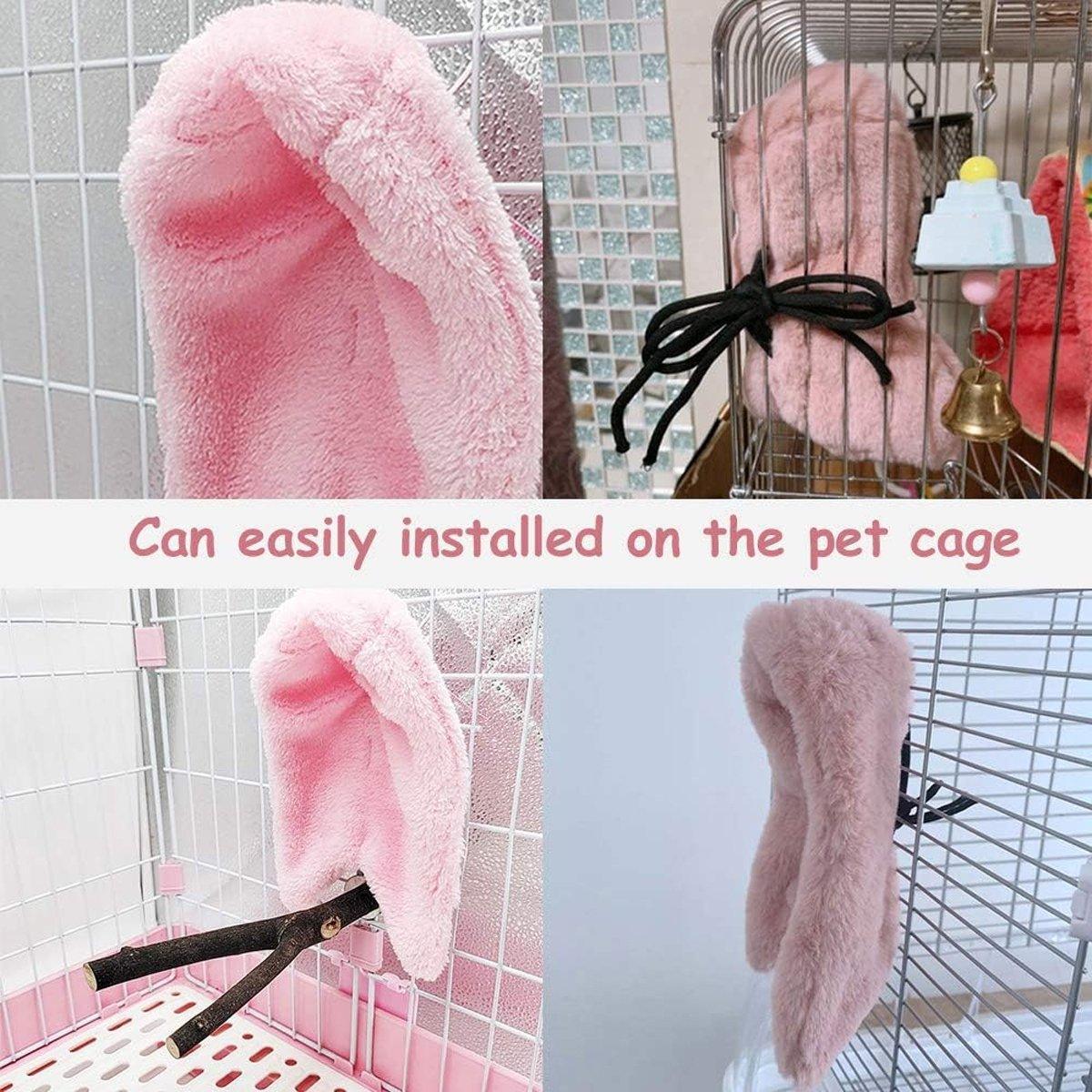 Cozy Bird Blanket Shawl Parrot Snuggle Cabin Plush Hanging Cotton Nest Bedding - Grey-S Size