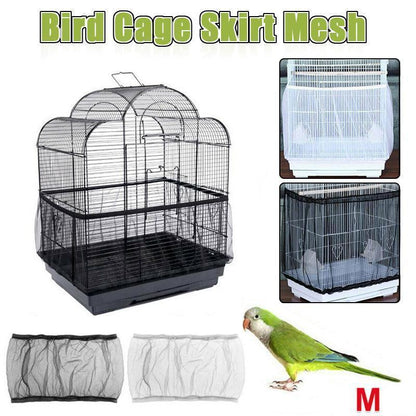 M Size Shell Skirt Mesh Cover Pet Bird Cage Guard Nylon Net Seed Catcher - White