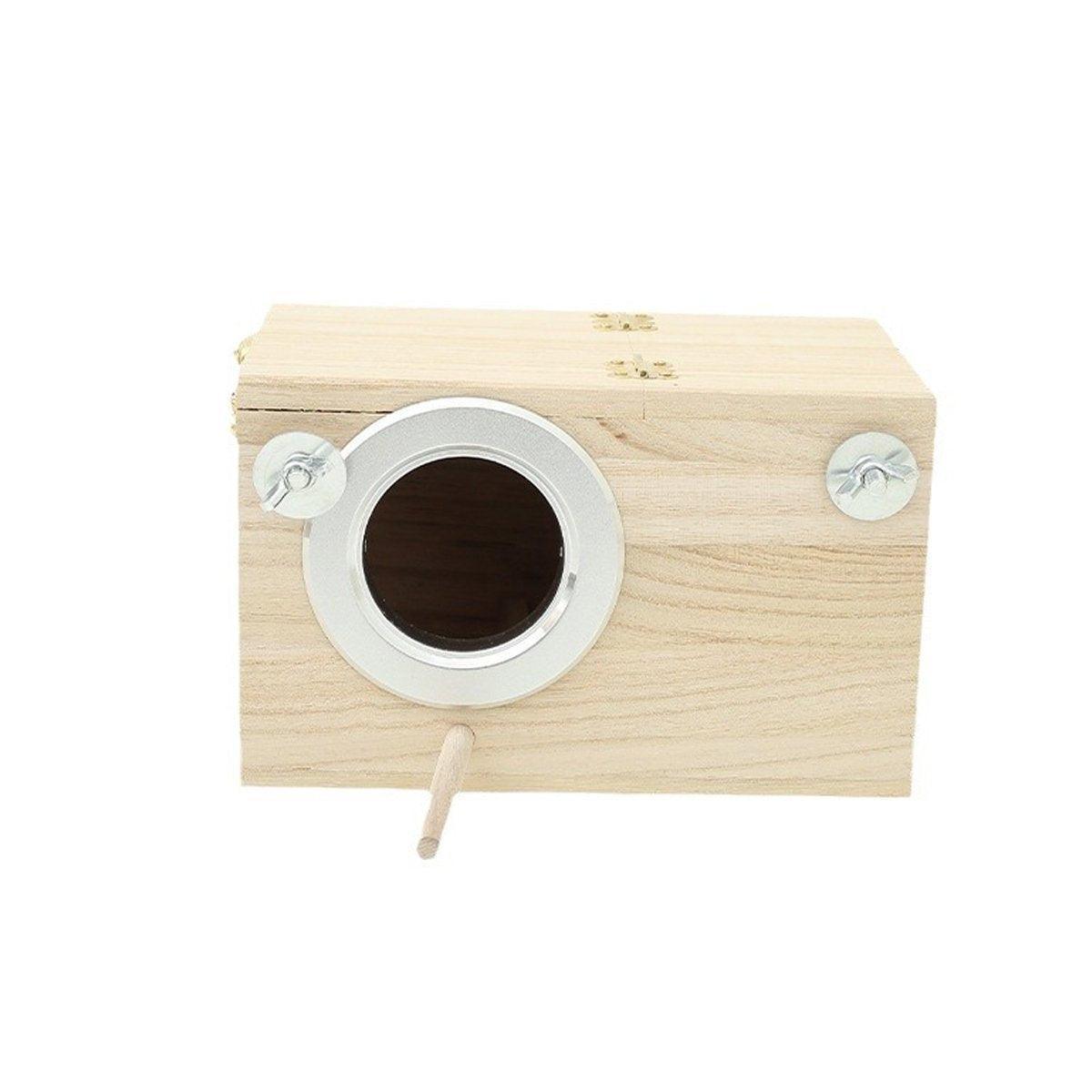 Wooden Nest Bird Breeding Box Parakeet Parrot Cockatiel Cage Nesting House S M L - S-19.5*12*12cm