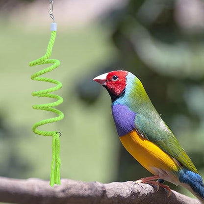 Bird Climbing Rope Toy Cotton Spiral Ladder Parrot Cage Hanging Swing Pet Toy - Colourful