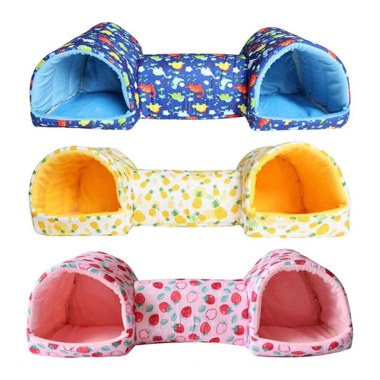 Small Pet Hamster Nest House Cotton Tunnel Comfortable Bedding for Hamsters - Pink