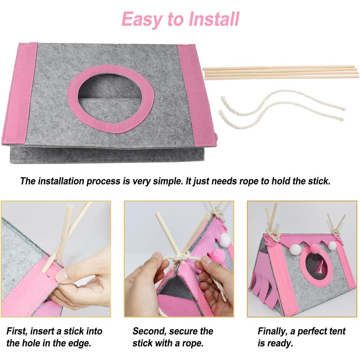 Hamster Tent Small Pet Hideout Pig Possum House Cool Triangle Nest Shelter - Blue