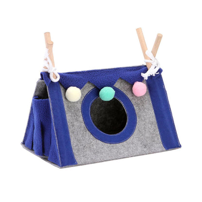 Hamster Tent Small Pet Hideout Pig Possum House Cool Triangle Nest Shelter - Blue