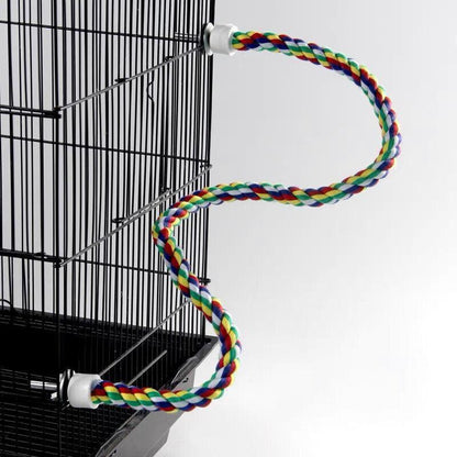 Parrot Rope Perch Colourful Bird Cage Toy Cotton Bungee Swing for Pet Birds - 60CM