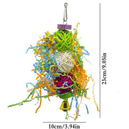 3PCS Bird Parrot Shredding Toys Chewing Foraging Hanging Cage Shredder Bell Toys