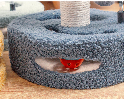 Yellow Bold Flower Cat Scratching Post - Interactive Plush & Sisal Cat Toy with Teaser Balls